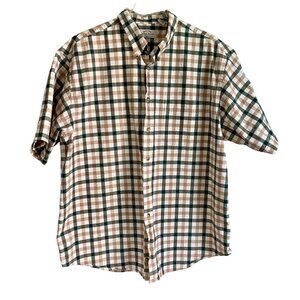 Denim Ridge Originals Cotton Plaid Short Sleeve Button Down Shirt Men's Large